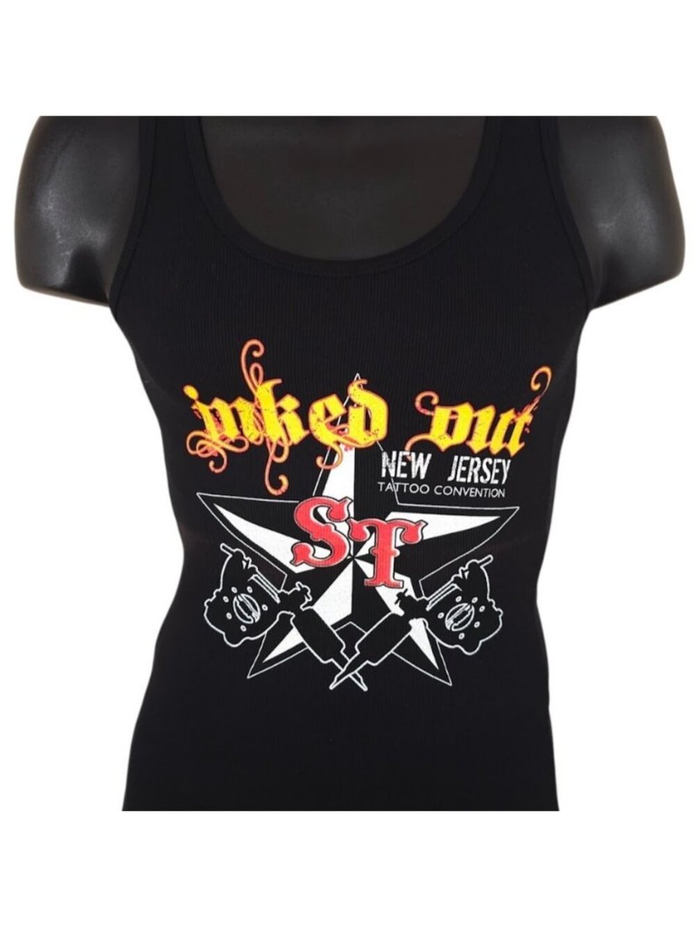Inked Out New Jersey Tattoo Convention Tank Top Womens Size Medium Black
